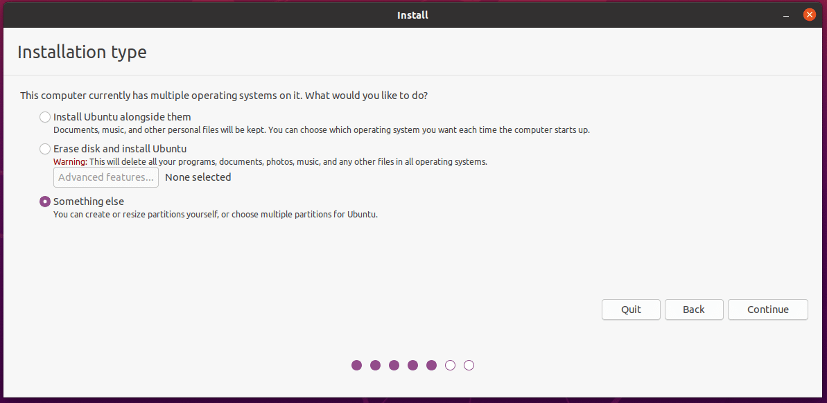 Choose prefer. Install Ubuntu something else.